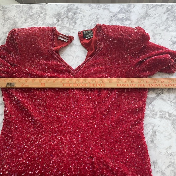 VGT 60’s SYLVIA ANN sequin cherry red dress size large - Picture 11 of 15